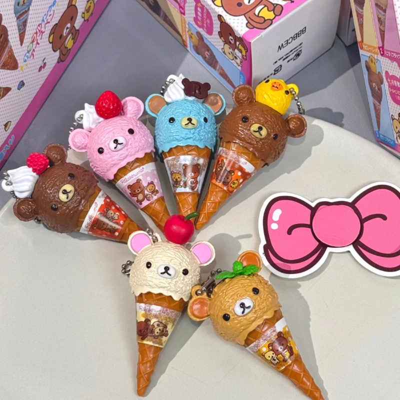 Figurka Anime Kawaii Kapsułka Niespodzianka Lody Miś Koralik Łańcuszek Wisząca Torebka Lalka Zabawka Model Dekoracja Zawieszka Prezent Urodzinowy