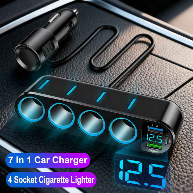 Multifunctionele 12 V/24 V Sigarettenaansteker 66 W Autolader PD QC USB Quick Charge Power Adapter met Digitale Display