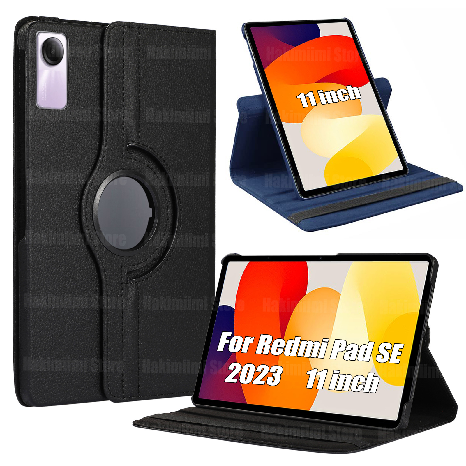 Funda para Redmi Pad SE (2023) Funda de cuero PU de 11 pulgadas con soporte giratorio 360 con función de encendido/apagado para Xiaomi Redmi Pad SE 2023