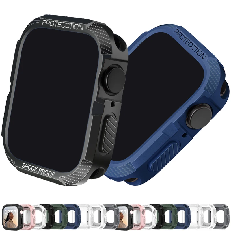 Funda resistente para Apple Watch, funda protectora de pantalla de TPU de 44mm, 40mm, 45mm, 41mm, 42mm y 38mm, iWatch series 9 7 8 se 6 5, accesorios