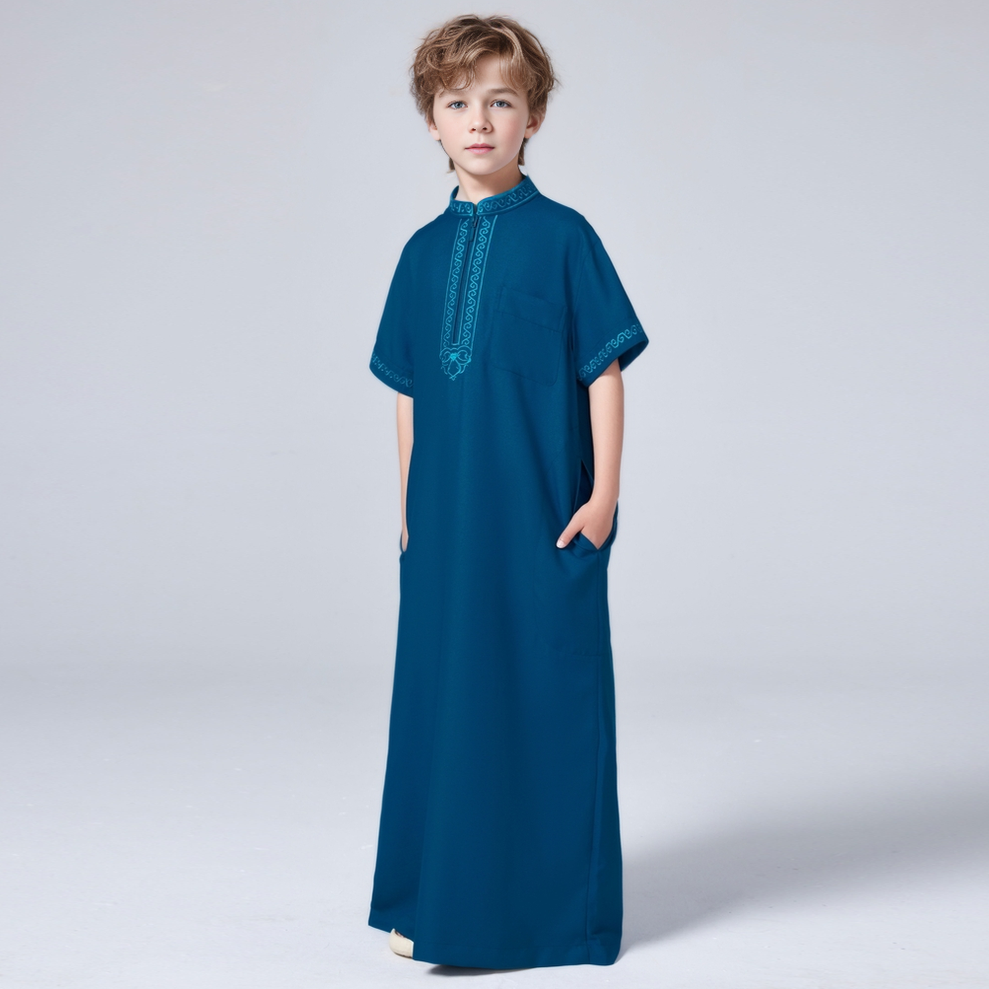 Islam menino thobe ramadan muçulmano médio oriente árabe dubai malaio crianças roupas soltas bordadas