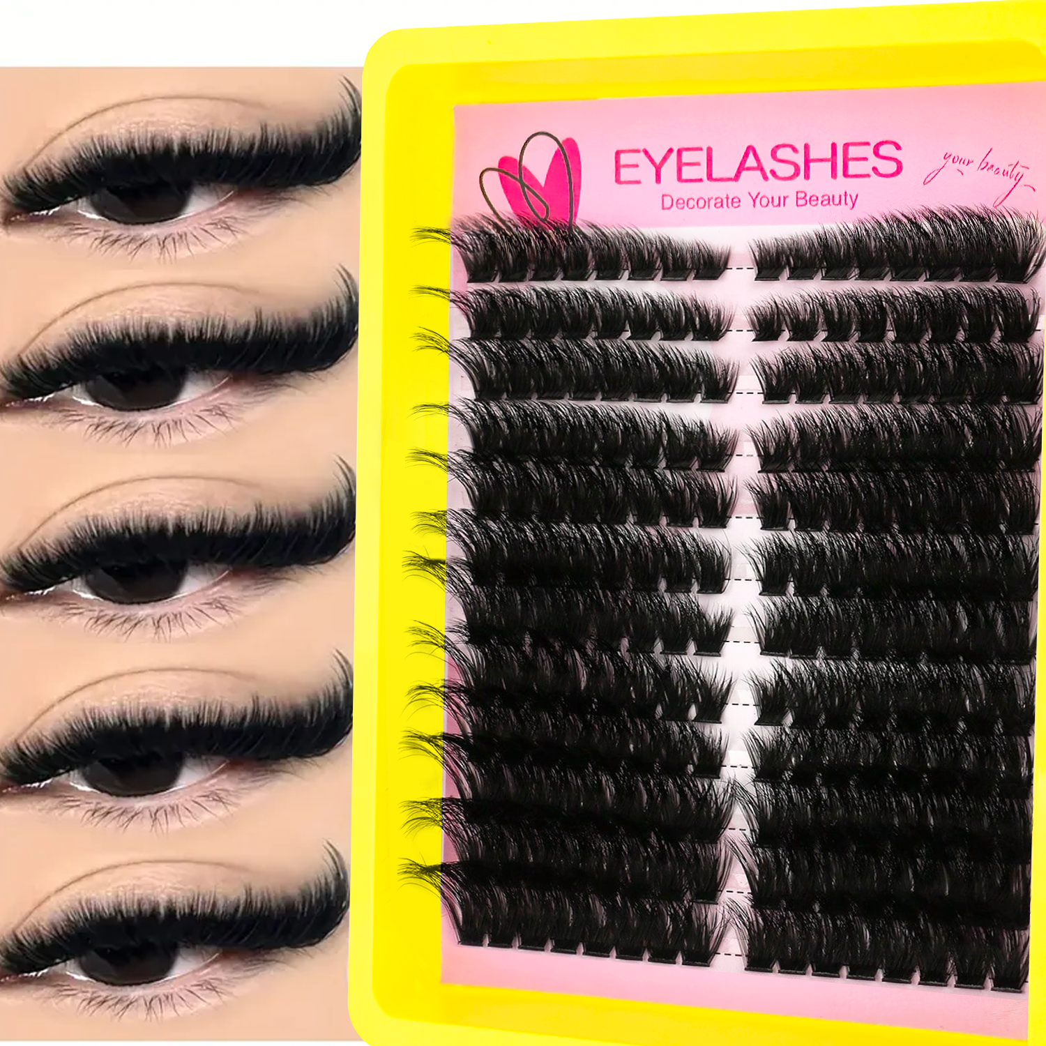 192 Stück künstliche Nerz-Wimperncluster – D Durl lange einzelne Wimpern, weicher und natürlicher Look, gemischte Längen für selbstgemachte Wimpernverlängerungen