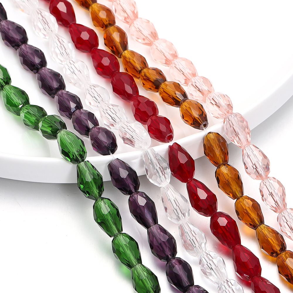 1 Strand 6-12mm Spacer Water Drop Kralen AB Glans Glas Kristallen Drop Hanger voor DIY Earing armband Sieraden Maken Accessoires