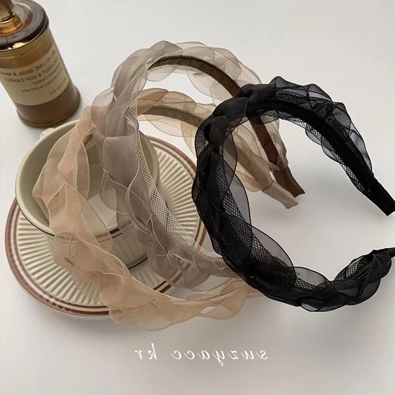 Mode Zomer Mesh Haarbanden Voor Dames Meisjes Koreaanse Designer Satijn Ruches Hoofdbanden Vrouwen Hoofddeksels Cadeau Haar Accessories