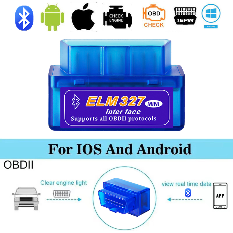 Mini ELM327 V2.1 skaner OBD2 czytnik kodów Bluetooth narzędzie diagnostyczne samochodu dla Android/IOS wykrywacz usterek samochodowych