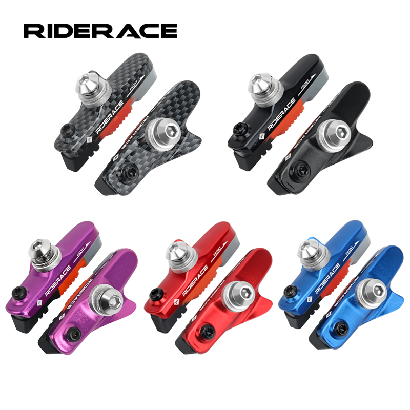 Bike Brake Shoes With Mud Trough Silent Aluminum Alloy Rim Friction Wheel Brake Bicycle Brake Pads Replaceable Rubber Sheet