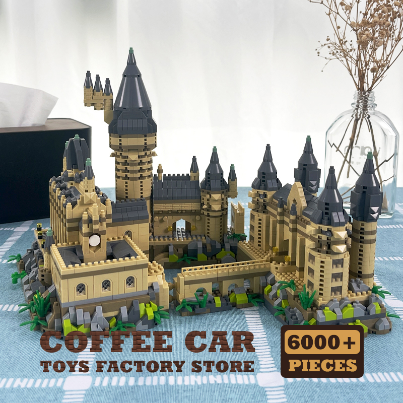 Criativo modelo de escola mágica conjuntos de tijolos de diamante castelo medieval moc blocos de construção diy brinquedos de plástico adultos crianças presentes de natal