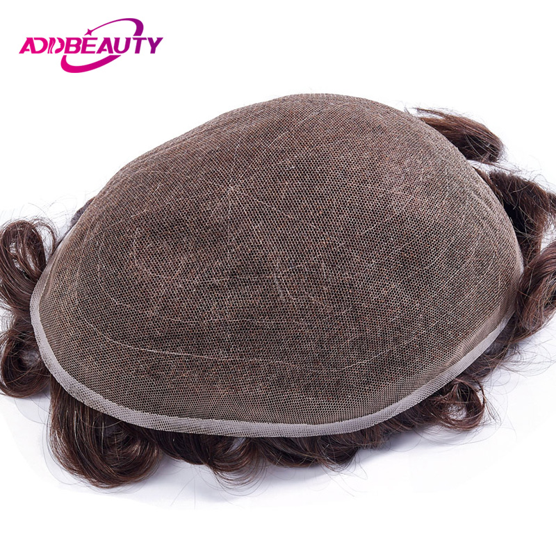 Prótese capilar masculina de renda completa, perucas de cabelo humano real, respirável, sistema de cabelo peruca, nós descorados, linha fina natural