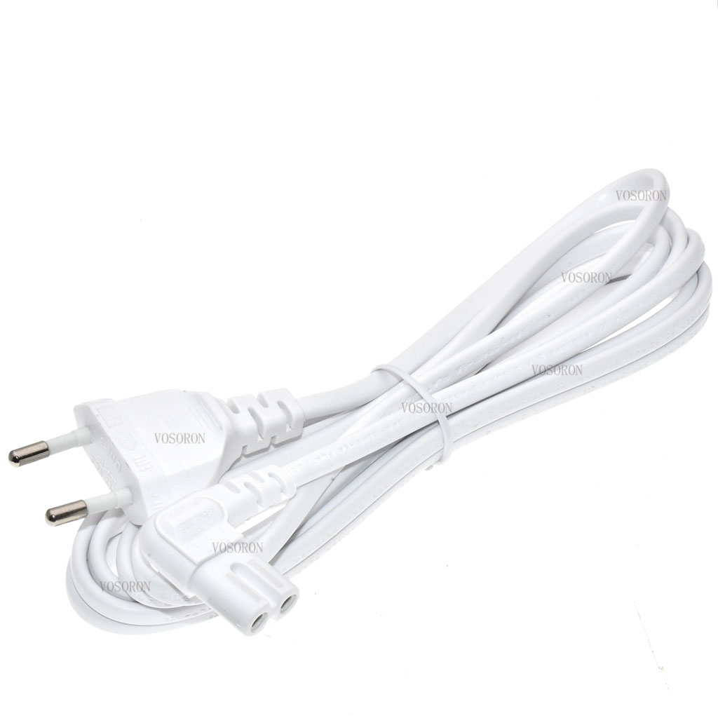 Prise blanche ue Euporean à 2 broches vers IEC320 C7 Figure 8 adaptateur d'angle câble d'extension d'alimentation pour Samsung Philips Sony LED TV