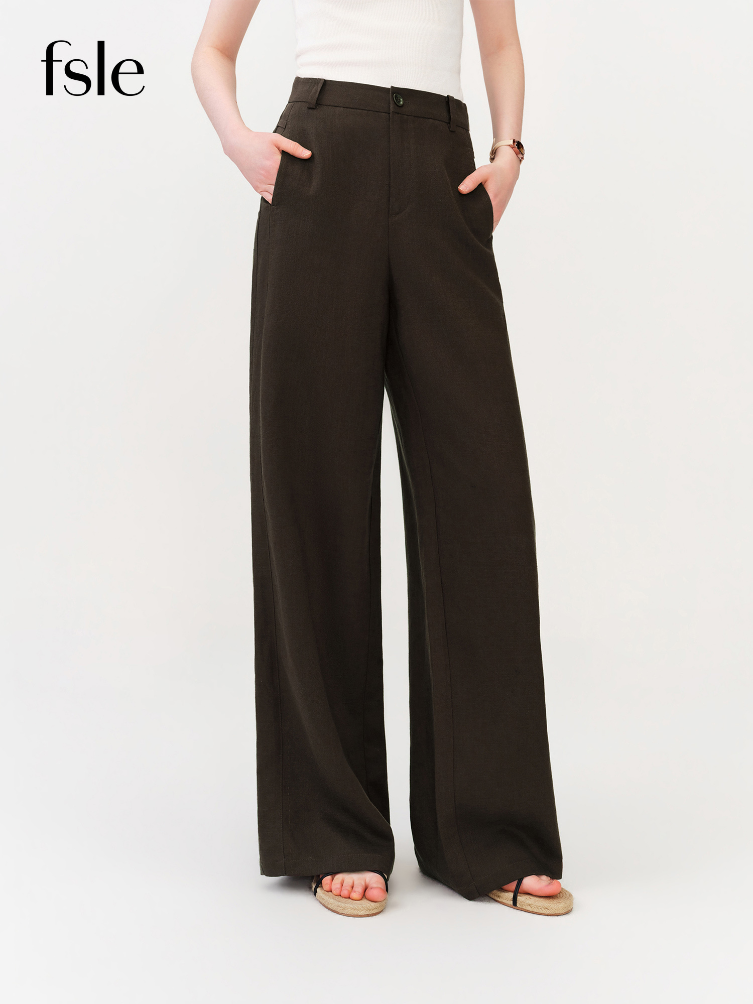 FSLE 2026 Summer Women's Linen Drape Straight Leg Tailored Pants - Casual Trousers for Daily and Summer Wear