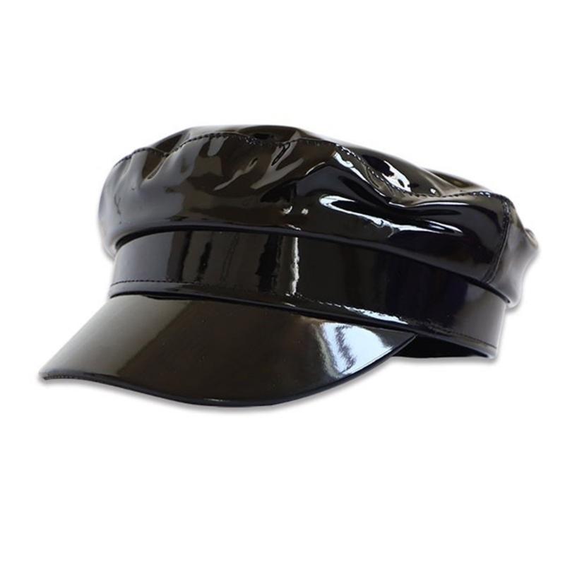 Ręcznie Robiony Unisexowy Ciemny Beret Malarski, Beret typu Cabbie dla Unisex, Kapelusz PU do Rekreacji na Zewnątrz, Rekwizyty Fotograficzne