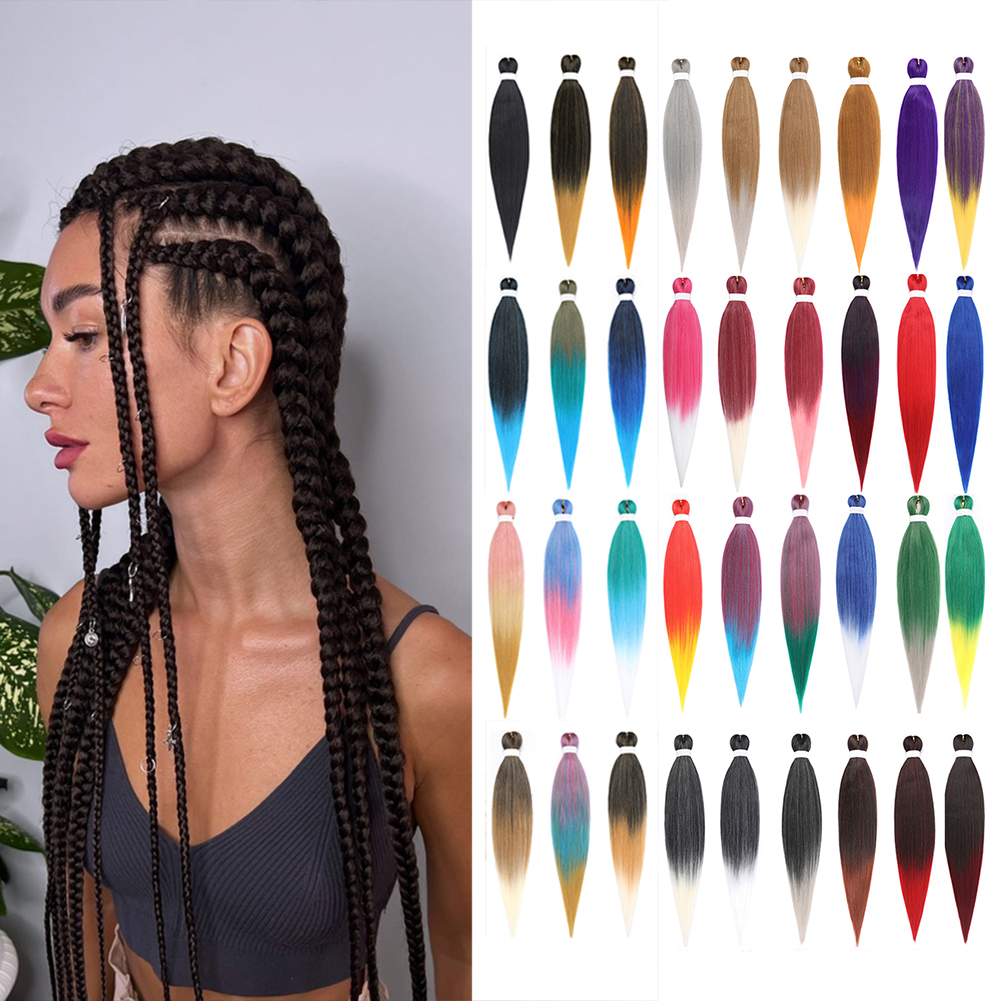 Voorgespannen Lang Gevlochten Synthetisch Haar 26/30Inch Extensions Voor Gehaakt Gevlochten Haar Synthetisch Ombre Diy Gigantisch Gevlochten Haar