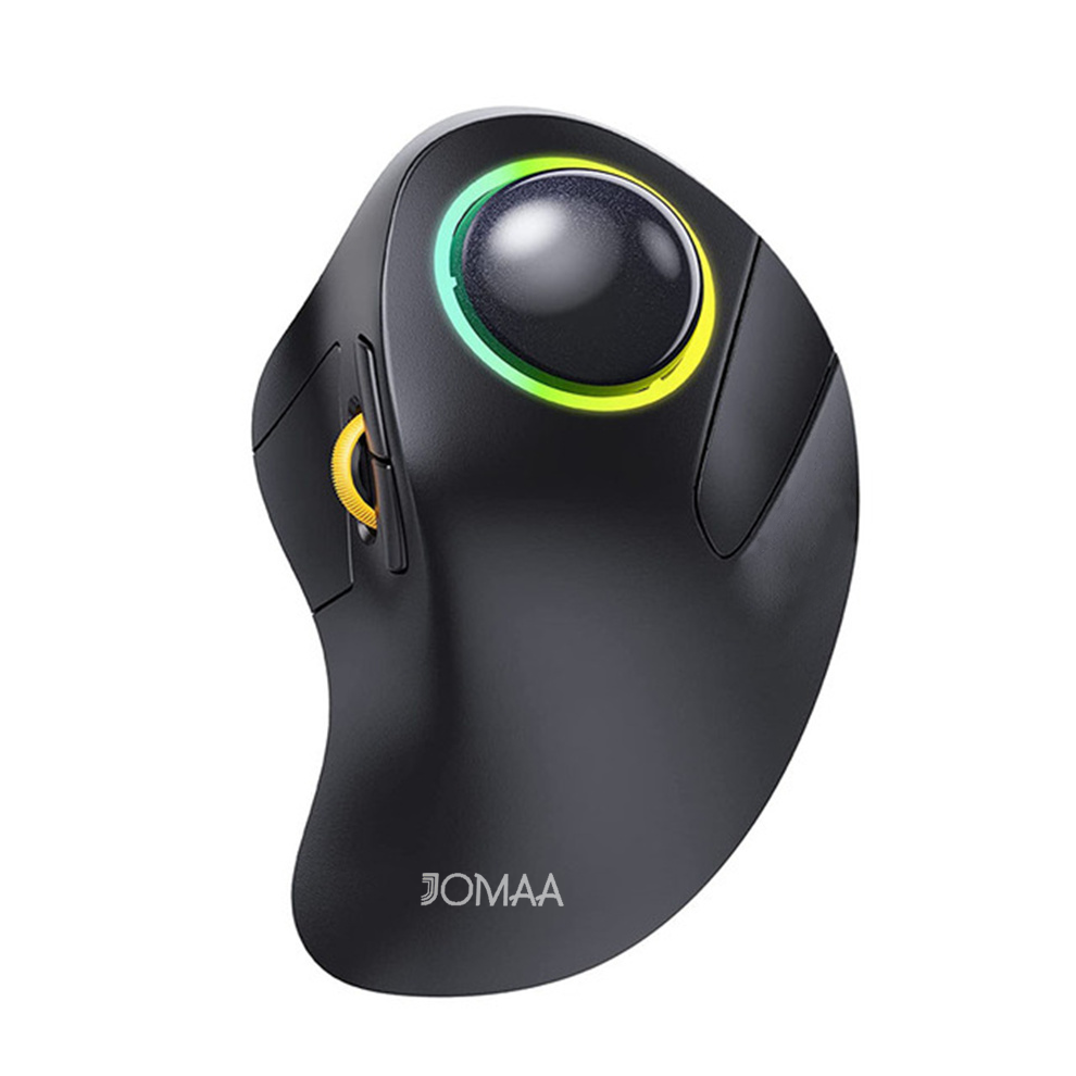 Bluetooth-Trackball-Maus mit RGB-Hintergrundbeleuchtung, kabellos, 2,4 G, wiederaufladbar, ergonomische Rollerball-Gaming-Maus für Laptop, Mac, iPad, Gamer