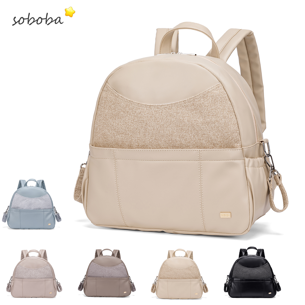 Ransel Popok Soboba untuk Wanita Tas Pengganti Popok Multifungsi Kapasitas Besar dengan 2 Tali Dapat Digantung di Kereta Dorong