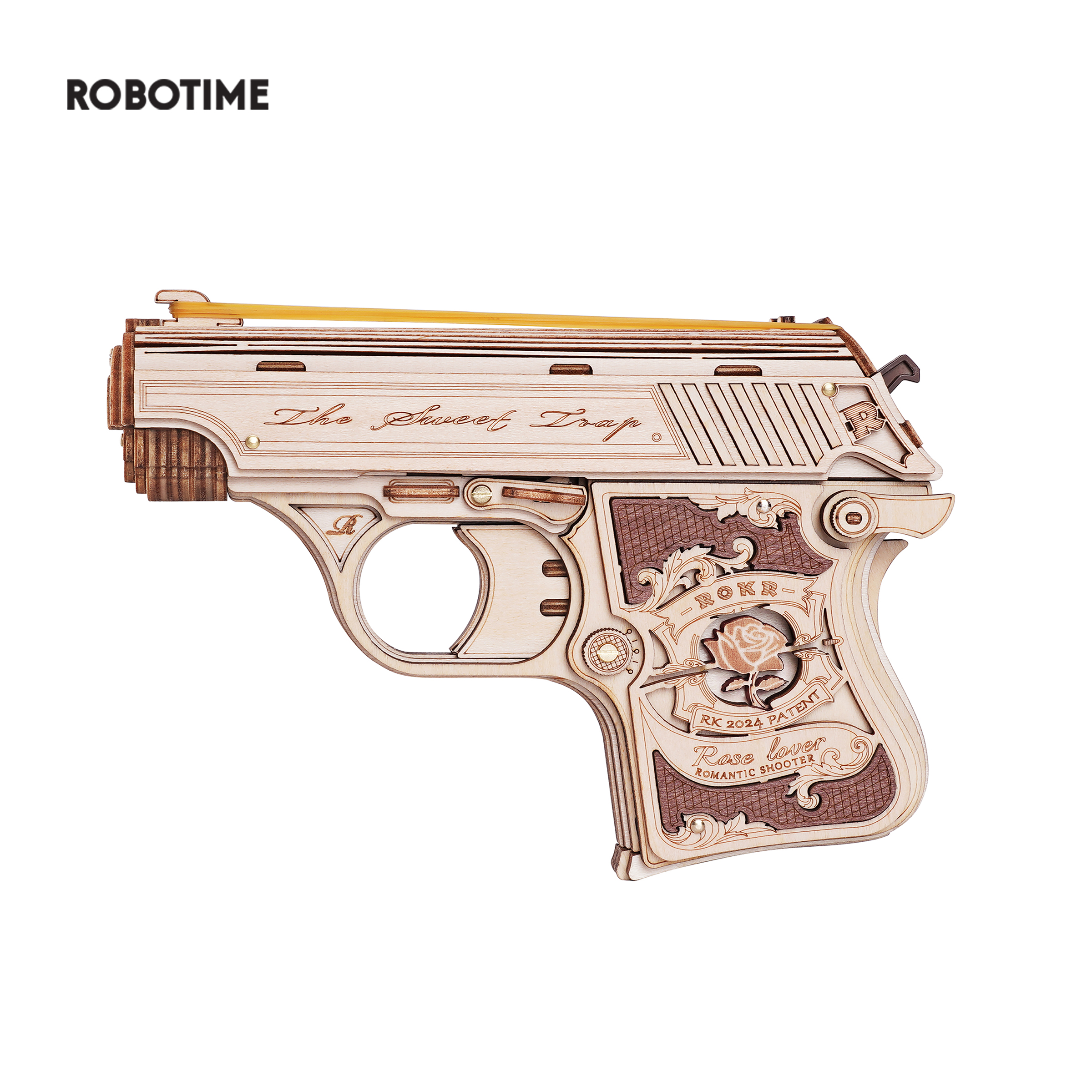 Robotime Rokr 3D-Holzpuzzle, Mini-Spielzeugpistole für Jungen, Mann, Baustein-Sets, Weihnachtsgeschenke für die Familie, einfache Montage, LQ502
