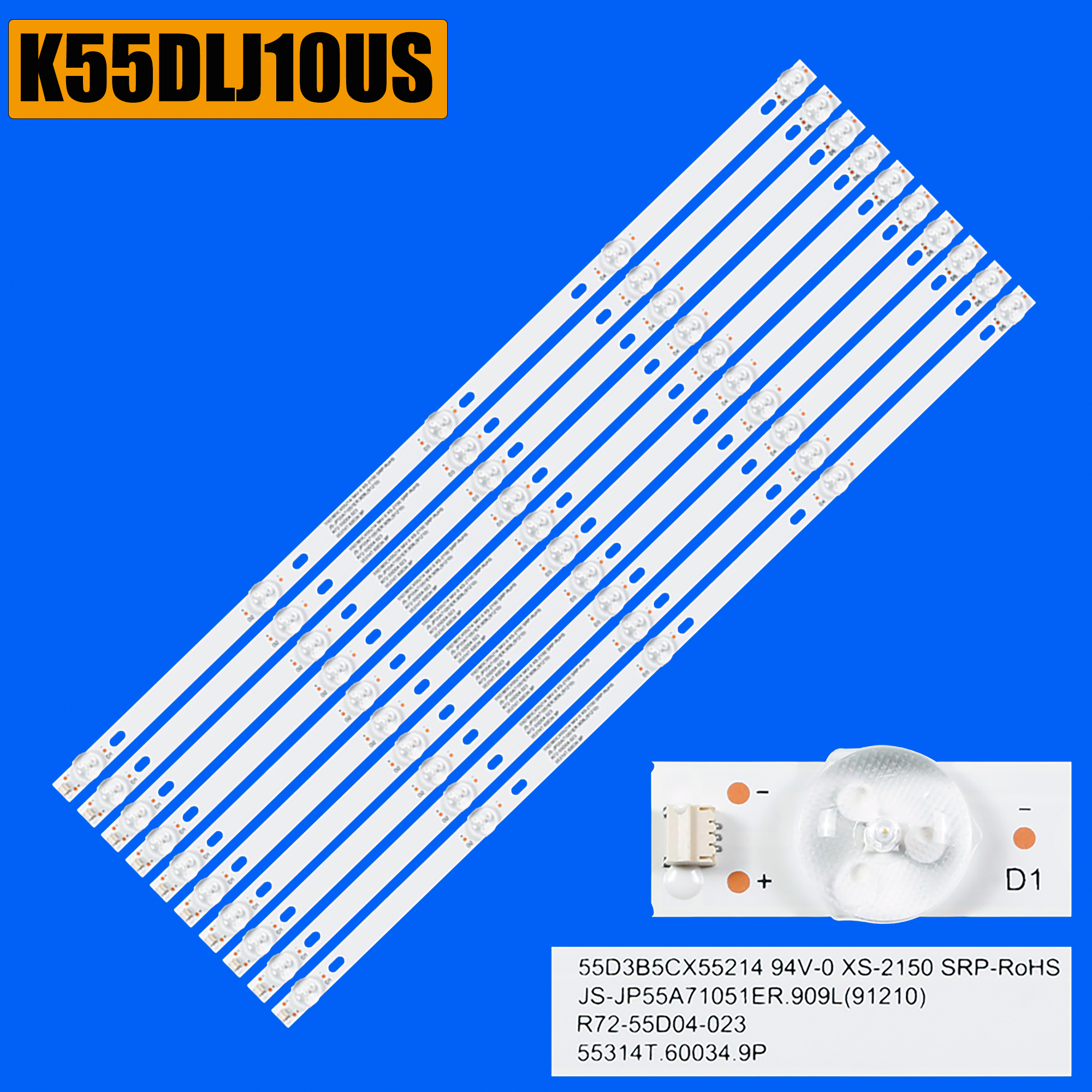 Bande de rétro-éclairage LED pour K55DLJ10US 55LU1204 JS-JP55A71051ER.909L (91210) R72-55D04-023 553141.60034.9P TV 55 TDSISTEM