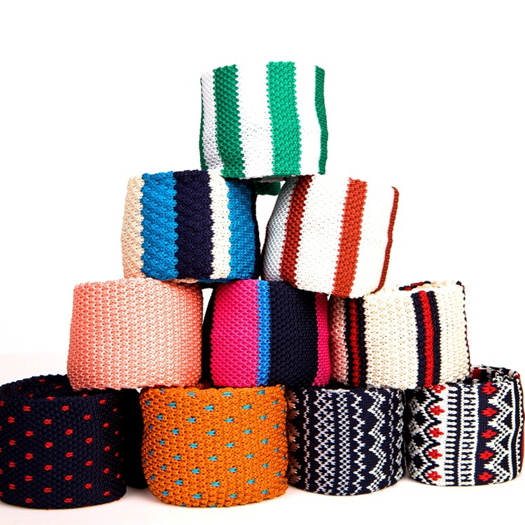 Dasi Warna-warni Pria Fashion Dasi Rajutan Dasi Warna Solid Dasi Sempit Ramping Tenun Polos Kravat Sempit
