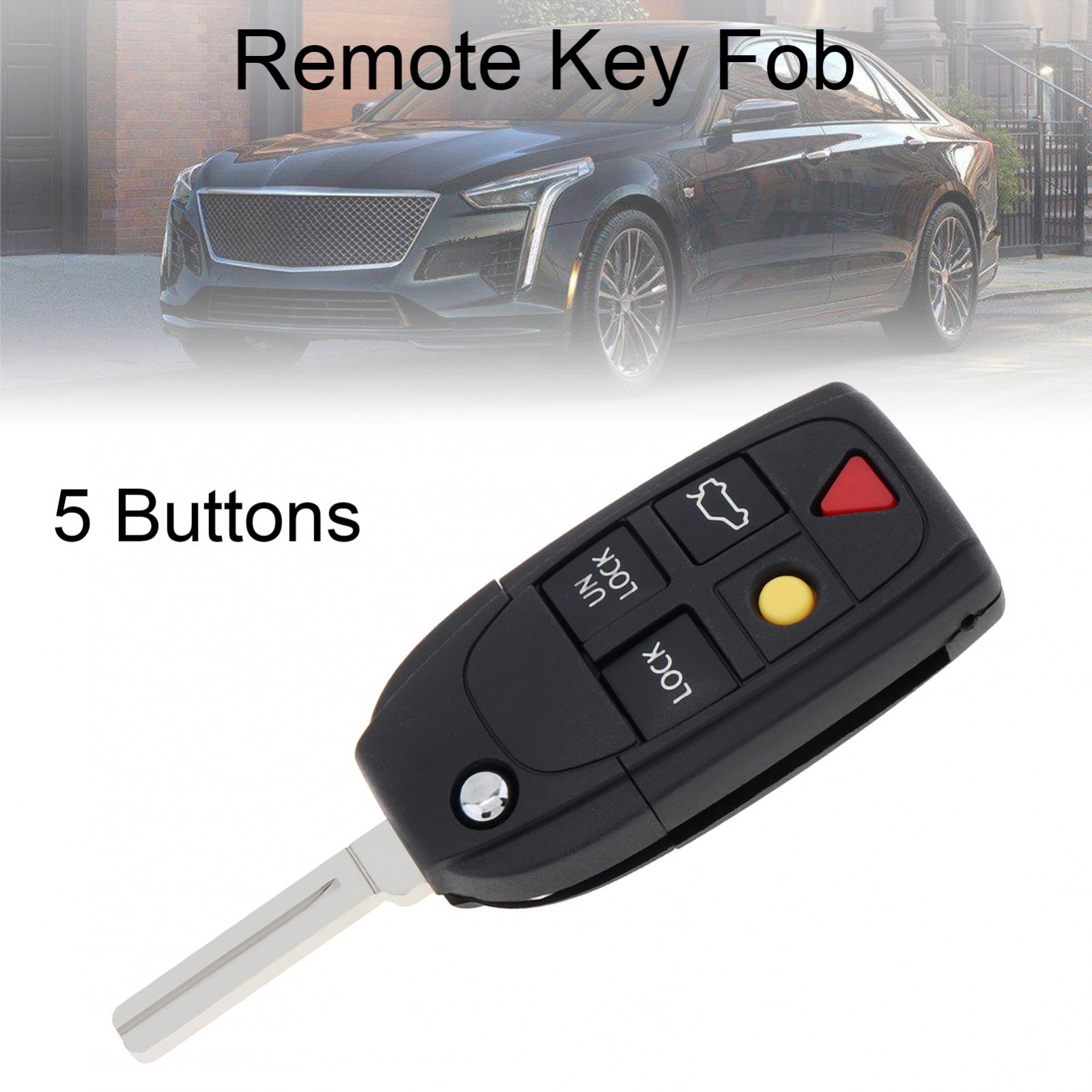 Funda para mando a distancia de coche con 5 botones, carcasa de repuesto con tapa plegable, accesorios para llave de coche aptos para VOLVO S60 S80 V70 XC70 XC90