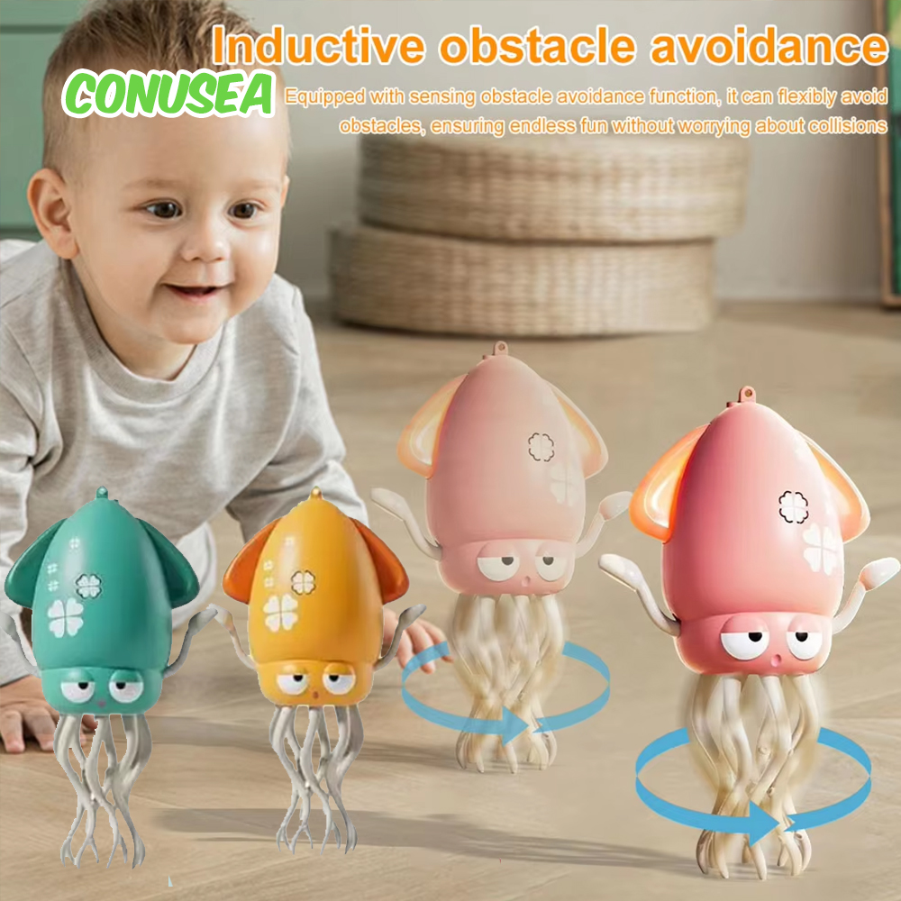 Elektrisches tanzendes Oktopus-Zappelspielzeug, intelligenter Roboter, leuchtende Musik, Baby-Krabbelspielzeug, automatische Vermeidungsgeschenke für Kinder, Kinder, Haustiere
