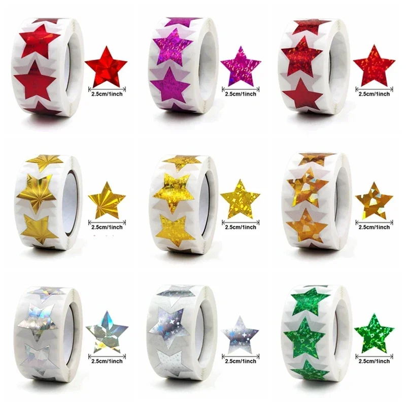 100–500 Stück glitzernde Stern-Aufkleber für Kinder, Schullehrer, Belohnungsaufkleber, niedliche Party-Dekoration, Business-Label, Scrapbooking-Aufkleber
