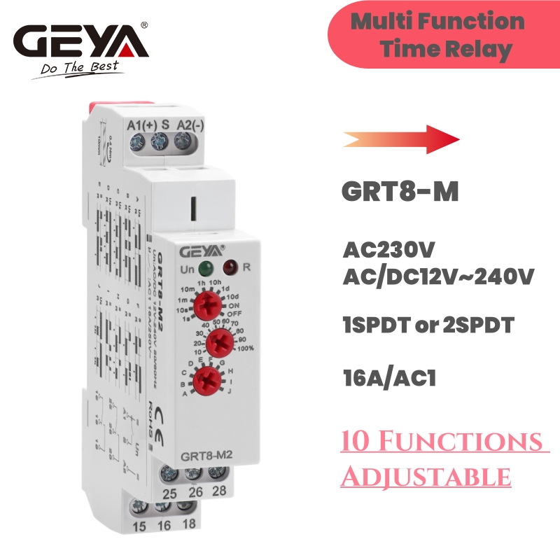 Miễn Phí Vận Chuyển GEYA GRT8-M 16A Đa Chức Năng Hẹn Giờ Tiếp Sức Với 10 Chức Năng Lựa Chọn AC DC 12V 24V 220V 230V Rơ Le