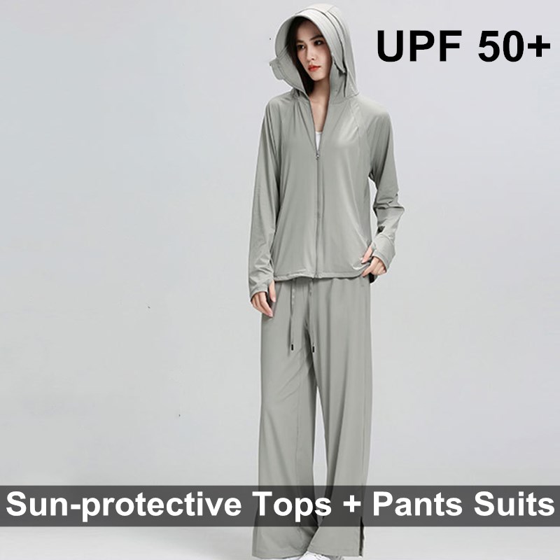 Frauen Sonnenschutz Kleidung Jacke Hosen Anzug schnell trocknen Anti-UV-Haut Mantel Outdoor-Angeln Sport Langarm Sonnenschutz Kleidung