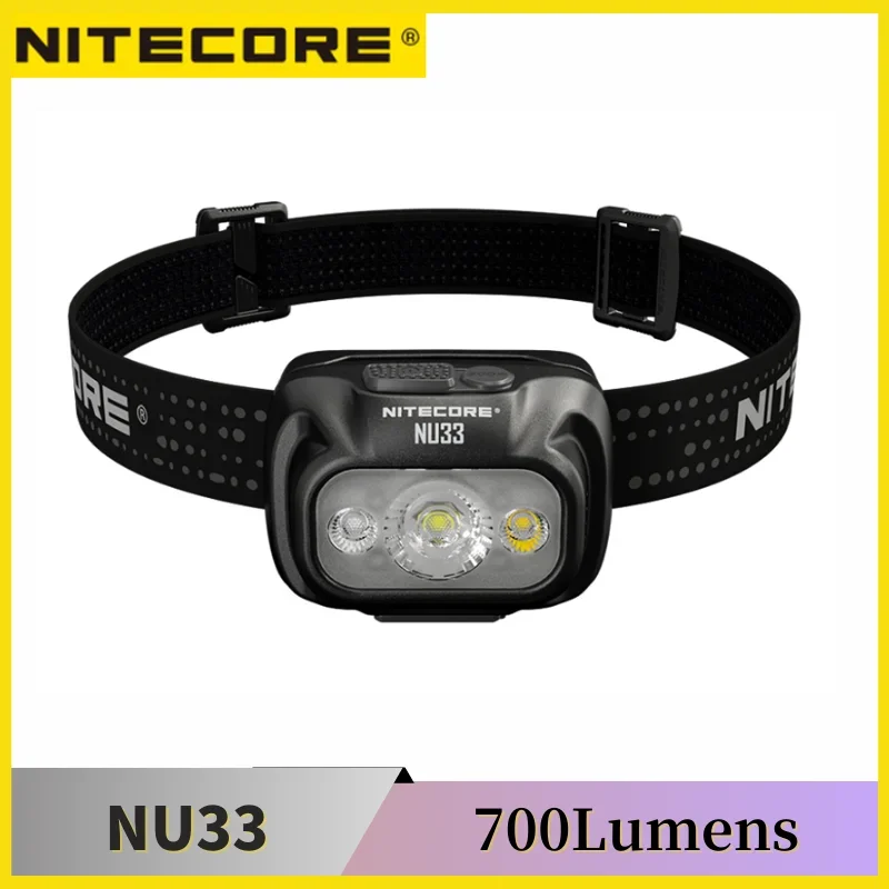 NITECORE NU33 700 люмен высокий CRI светодиодный трехвыходный перезаряжаемый налобный фонарь USB-C со встроенным литий-ионным аккумулятором, алюминиевые металлические материалы