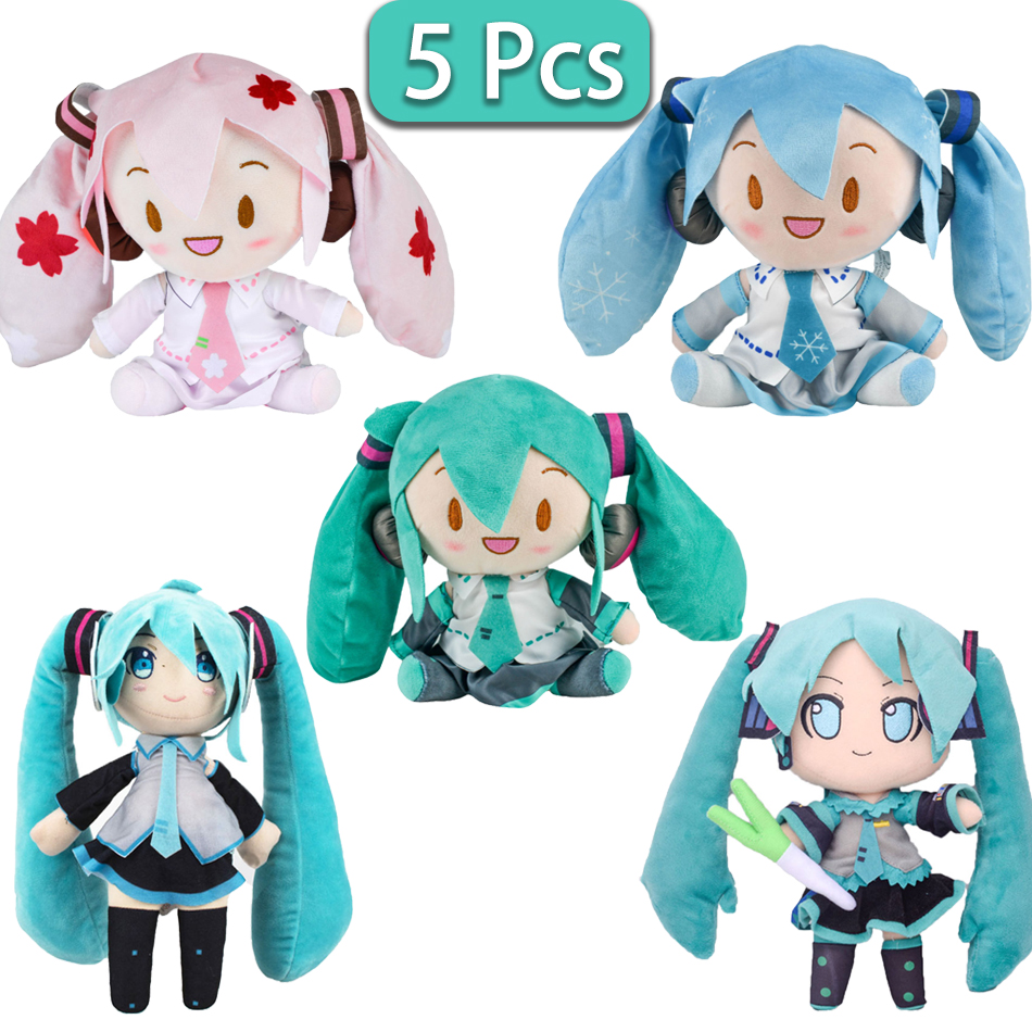 Cartoon 20Cm Hatsune Miku Pluche Pop Speelgoed Anime Sakura Miku Sneeuw Miku Karakter Kawaii Zittende Houding Fufu Kids Kerstcadeau