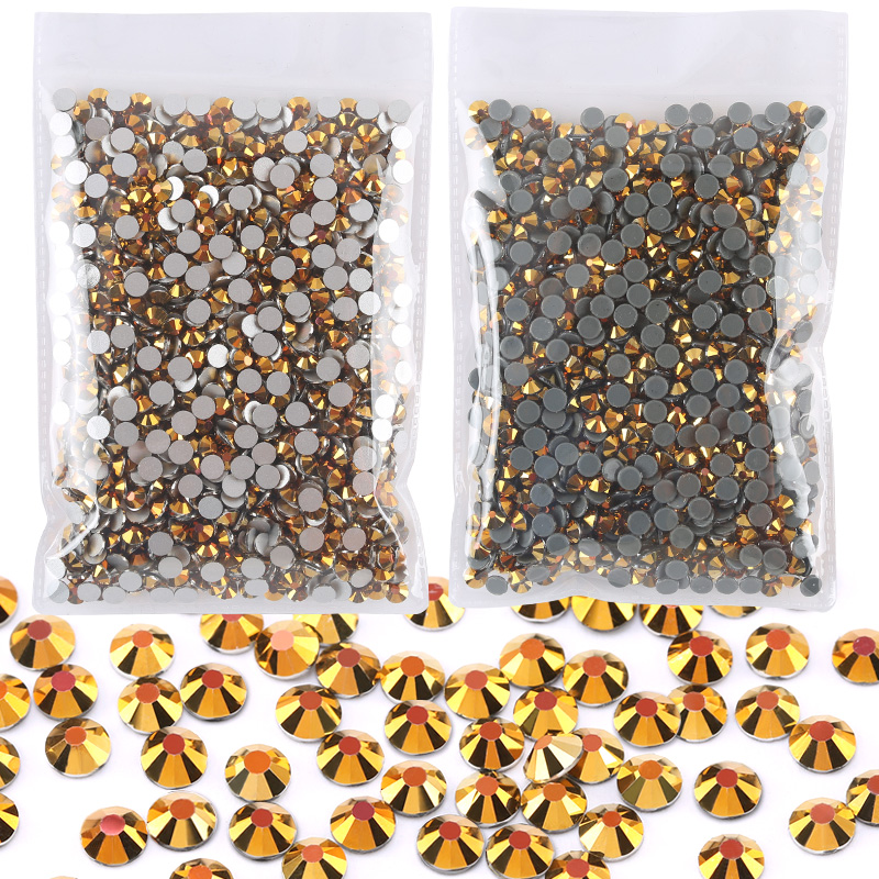 Złoty hematyt Strass Crystal Rhinestone SS6-SS30 Diamond Non-Hotfix/Hotfix 3D Glitter do zdobienia paznokci Klejnoty Dekoracja odzieży