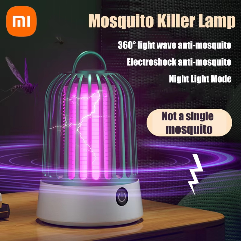 Exterminador de insectos eléctrico recargable de 1200mAh, lámpara de insectos USB no tóxica, silenciosa, área amplia de 360 grados, para Camping, casa, oficina, jardín