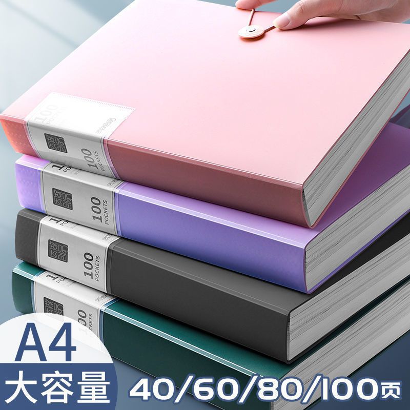 Bolsa para documentos A4, 40 páginas, carpeta de archivos impermeable, bolsa de almacenamiento de documentos de papel, soporte, papelería de oficina, suministros organizadores escolares