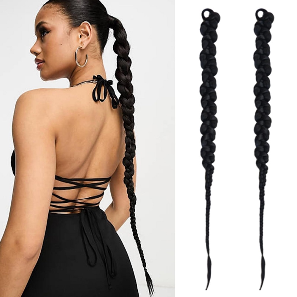 1/2PCS Hair Extension Braidedหางม้าแฟชั่นยาวTwist Braided Ponytailสังเคราะห์ผมอุปกรณ์เสริมHip Hop Y2Kสาว