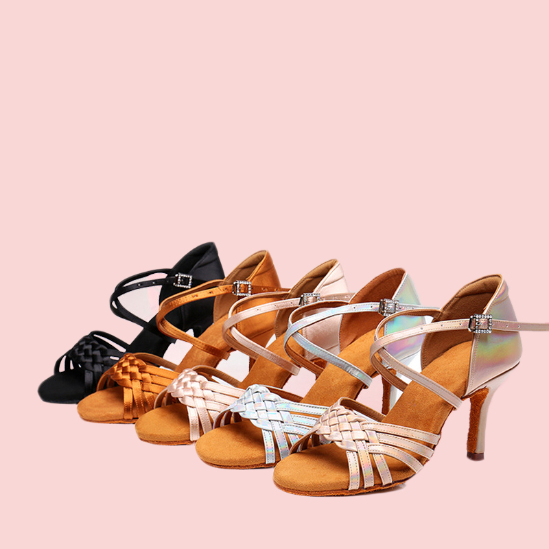 Latin Dance Schuhe Für Frauen Erwachsene Bunte PU Leder Satin Ballsaal Tanzen Rumba Chacha Tanz Schuhe Geflecht Turnschuhe