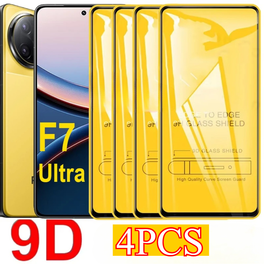 4 STKS 9D Gehard Glas Voor POCO F7 Ultra M6 M7 X7 F6 Pro M5S Volledige Cover Glas Voor Poco X5 F5 F3 M3 M4 X3 F4 Pro Screen Protector