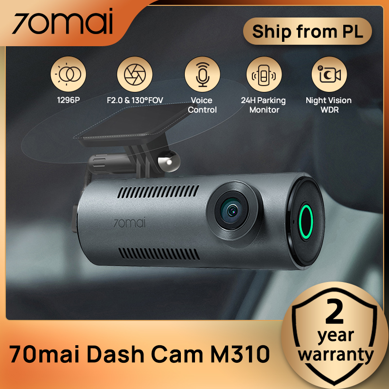 Cámara para Auto 70mai M310, Resolución 1296P, Apertura F2.0, Visión Nocturna WDR, Estacionamiento 24H, Control por Voz, Grabación en Bucle, Control por WIFI y Aplicación