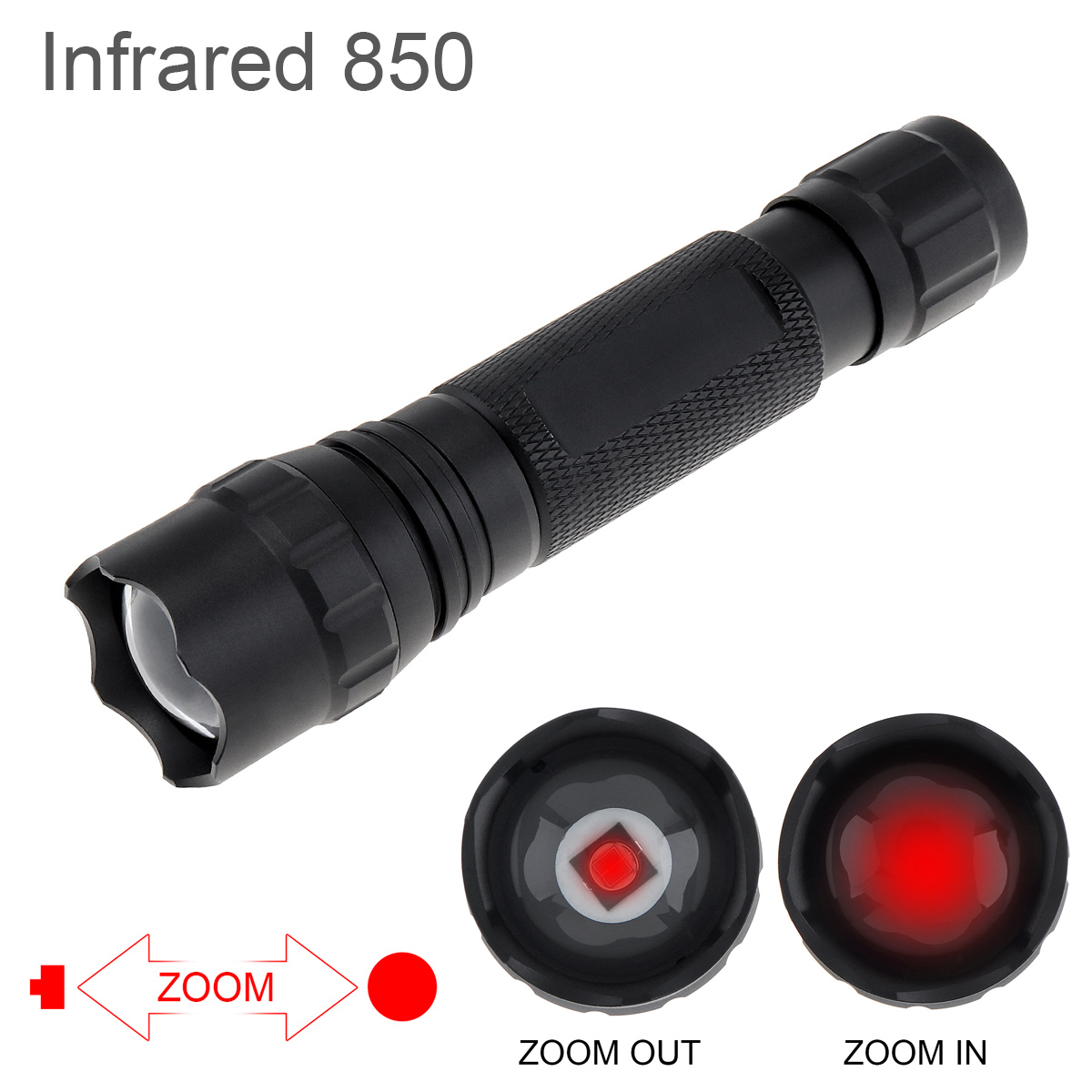 10W Hồng Ngoại Săn Bắn Đèn Pin 501F 502F Mini Hồng Ngoại 850 / 940nm Tầm Nhìn Ban Đêm Zoom Cầm Tay Chống Nước Ngoài Trời Chiến Thuật đèn Pin