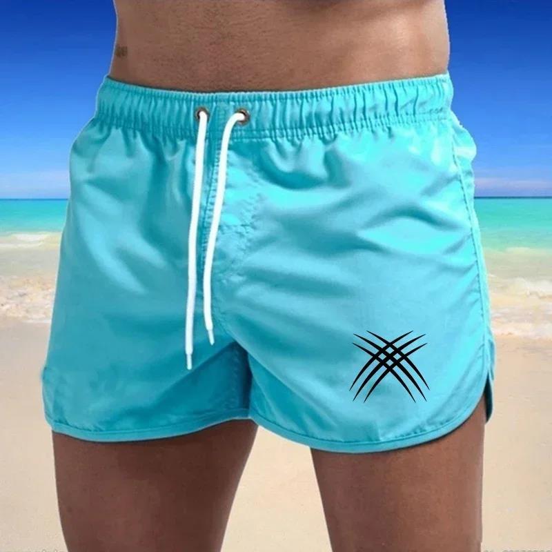 Lässige Badeshorts für Herren, Sommer-Strandshorts, Schwimm- und Fitnesshosen, Schnelltrocknend, Atmungsaktiv mit Kordelzug, Modisch für den Alltag