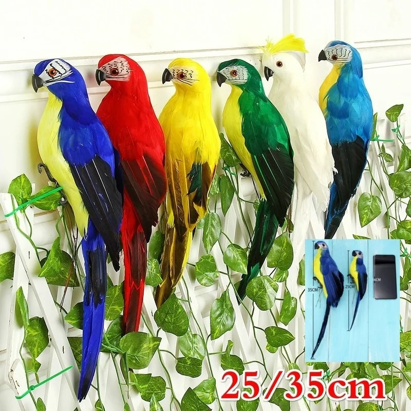 25/35cm fait à la main Simulation perroquet créatif plume pelouse Figurine ornement Animal oiseau jardin oiseau accessoire décoration