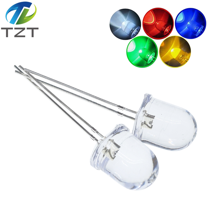 10Mm LED 5 Màu Xanh Đỏ Vàng Xanh Trắng Trong Suốt 150mA 0.75W Siêu Sáng Đèn LED Tròn Phát Sáng diode Đèn