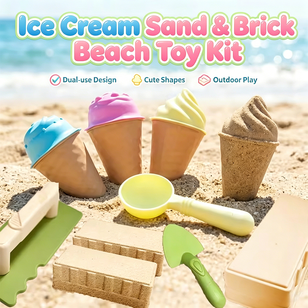 Juguetes de Playa de Verano, Molde de Cono de Helado para Arena, Kit de Moldes para Ladrillos de Arena, Herramientas para Hacer Castillos de Arena, Regalos Divertidos para Niños