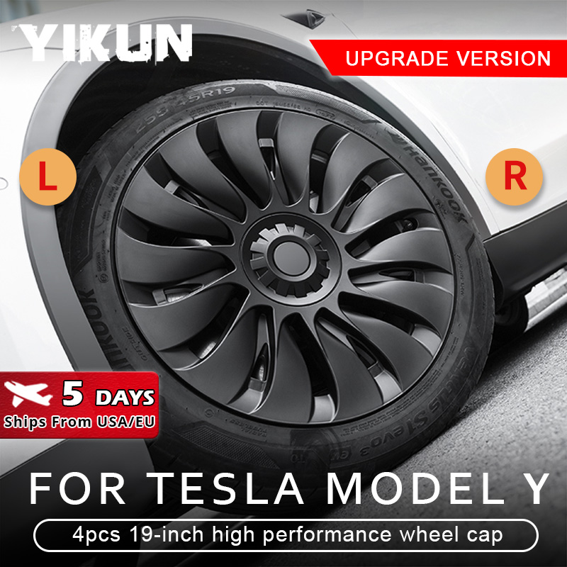 4 шт. колпаки ступицы для Tesla Model Y, 19-дюймовые колпаки для колес, автомобильные сменные колпаки, полная крышка обода, аксессуары 2024 2023