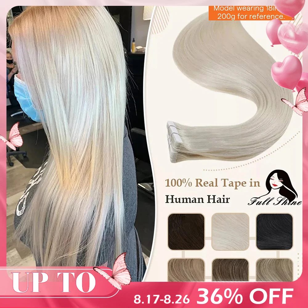 Full Shine Tape In 100% Remy Human Hair Straight Double Sided Blonde Comfortable Silky Natural Tape ins For Women