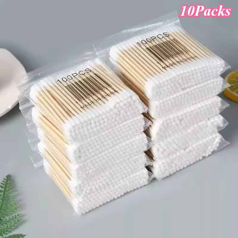 3/5/8/10Packs Disposable Double Ended Cotton Swabs Household Makeup Removal Ear Digging Hygiene Cleaning Cotton Swabs