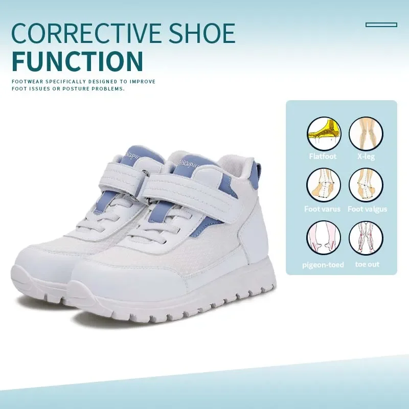 Buty sportowe chłopięce Princepard, wysokie, z podparciem kostki, ortopedyczne, dla dzieci, dla dziewczynek z płaskostopiem, z regulowanym rzepem.