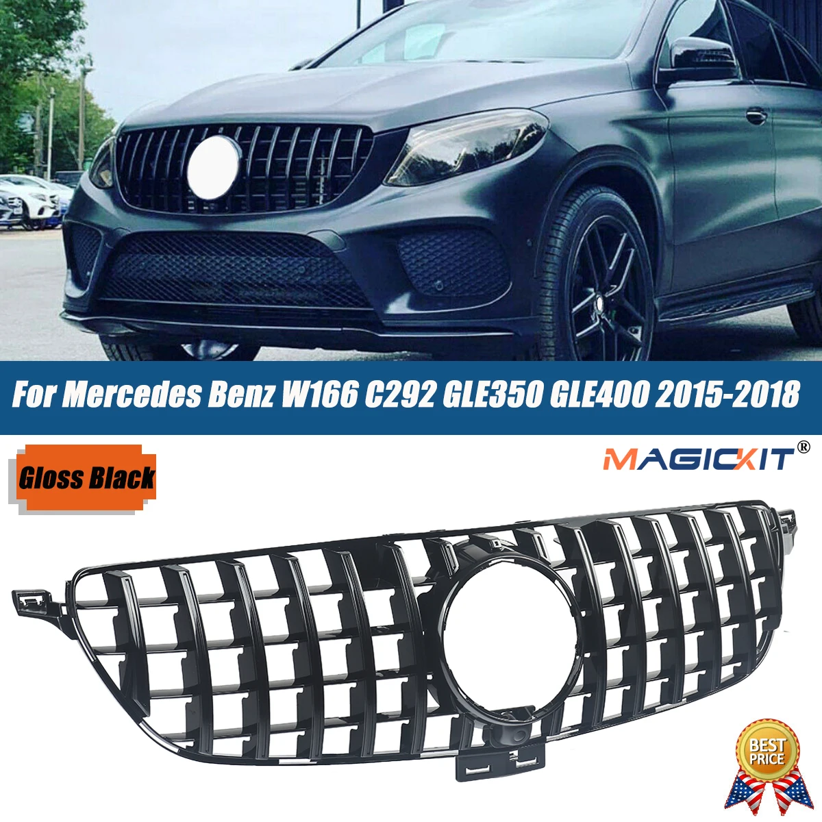 Für Mercedes Benz ml Klasse W166 Oberer Facelift Grill für Gle Coupé C292 Gle350 Gle400 GTR Kühlergrill 2015 2016 2017 2018