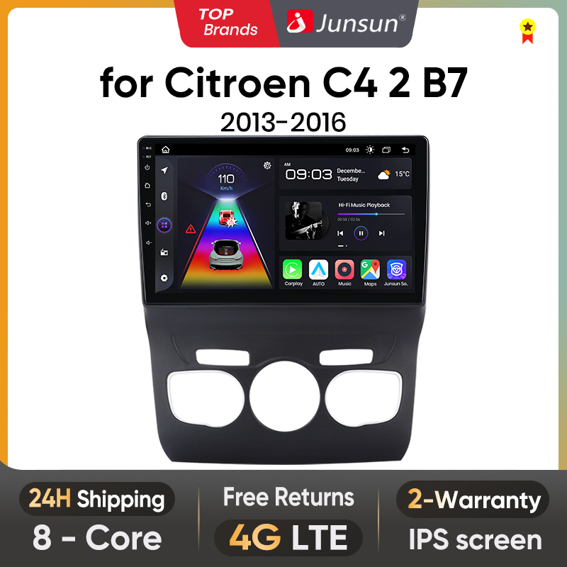 Junsun V1 Plus Autoradio Voor Citroen C4 2 B7 2013 - 2016 Draadloze Carplay Android Auto Auto Intelligente Systemen Geen 2 Din 2din Dvd
