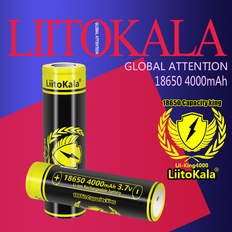 1-20 шт. LiitoKala Lii-King4000 аккумулятор высокой емкости 18650 4000 мАч, оригинальные аккумуляторы 3,6 В для фонарика