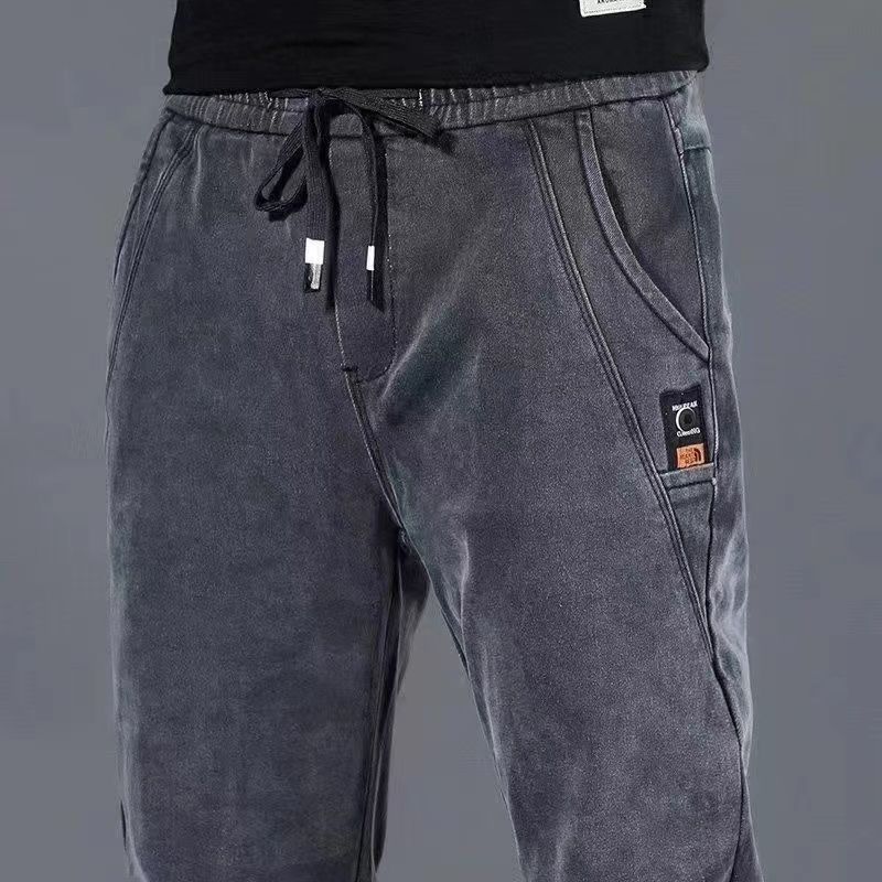 2024 nueva moda coreana verano pantalones vaqueros sueltos finos pantalones con cordón para hombre pantalones vaqueros para correr de Golf hombre ropa informal japonesa pantalones Harem