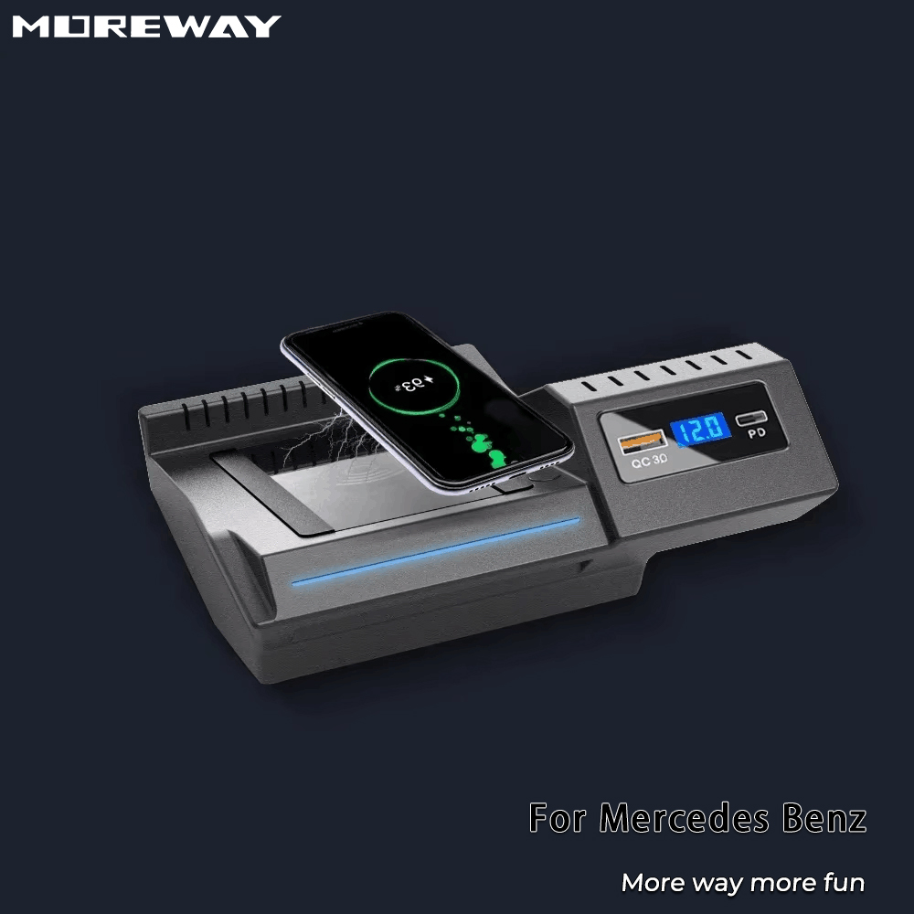 Bezprzewodowa ładowarka Moreway do Mercedes Benz W205 C43 C63 GLC43 GLC63 X253, uchwyt na telefon, szybkie ładowanie, akcesoria do wnętrza samochodu