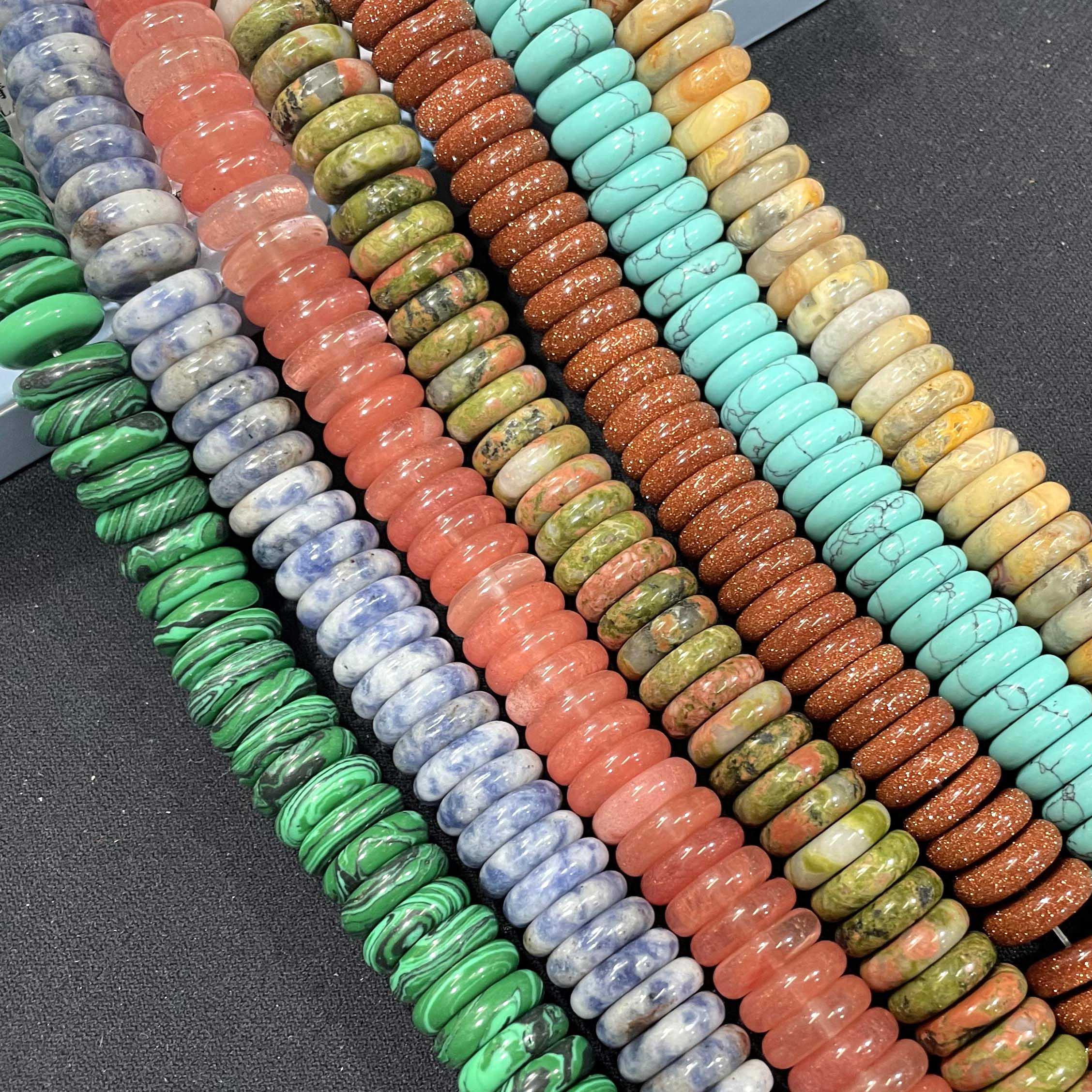 4*12Mm Natuurlijke Agaat Tiger Eye Quartz Stone Spacer Losse Platte Kralen Voor Sieraden Maken Diy Armbanden Ketting accessoires